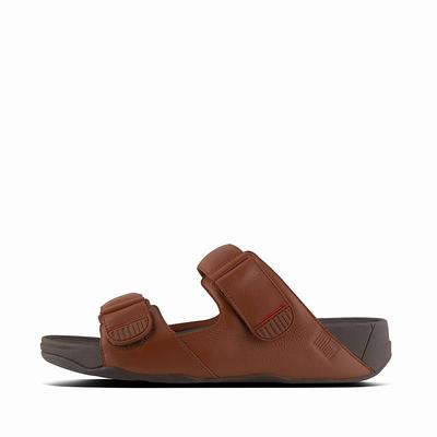 Fitflop Men's GOGH Leather Sandals - Dark Brown, JK7369412